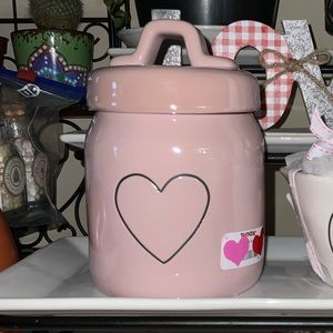 Rae Dunn Iridescent Pink Heart Valentine’s Day Baby Canister
